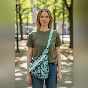 Crossbody Sling Bag Green Leaf USA Handmade